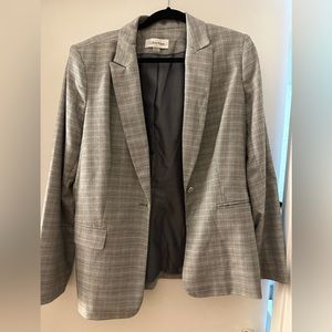Calvin Klein brown and grey checkered blazer